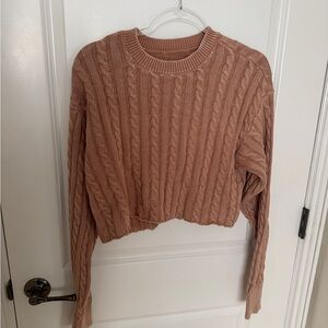 Aerie Tan Cable Knit Sweater